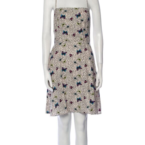 NWT HVN Crepe Anika Ruffled Slip Dress W. Bow Butterflies 18 - Picture 1 of 16